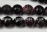 CAG5837 15 inches 12mm faceted round fire crackle agate beads