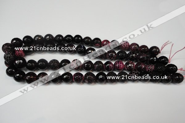 CAG5837 15 inches 12mm faceted round fire crackle agate beads