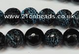 CAG5838 15 inches 12mm faceted round fire crackle agate beads