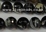 CAG5840 15 inches 14mm faceted round fire crackle agate beads