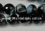 CAG5841 15 inches 14mm faceted round fire crackle agate beads