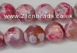 CAG5845 15 inches 14mm faceted round fire crackle agate beads