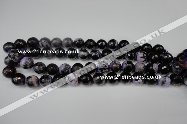 CAG5846 15 inches 14mm faceted round fire crackle agate beads