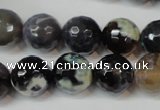 CAG5847 15 inches 14mm faceted round fire crackle agate beads