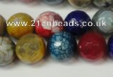 CAG5851 15 inches 14mm faceted round fire crackle agate beads