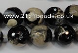 CAG5855 15 inches 16mm faceted round fire crackle agate beads