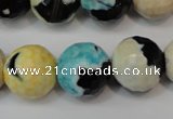 CAG5857 15 inches 16mm faceted round fire crackle agate beads