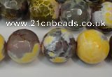 CAG5858 15 inches 16mm faceted round fire crackle agate beads