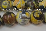 CAG5869 15 inches 16mm faceted round fire crackle agate beads