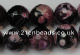 CAG5861 15 inches 16mm faceted round fire crackle agate beads