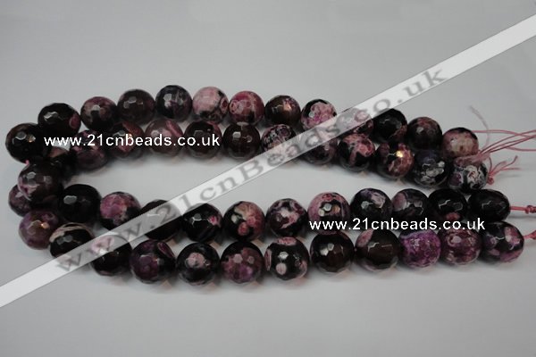 CAG5861 15 inches 16mm faceted round fire crackle agate beads