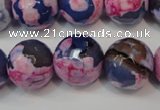 CAG5863 15 inches 16mm faceted round fire crackle agate beads