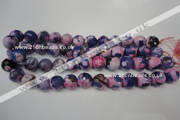 CAG5863 15 inches 16mm faceted round fire crackle agate beads