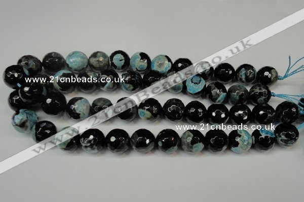 CAG5865 15 inches 16mm faceted round fire crackle agate beads