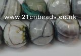 CAG5866 15 inches 16mm faceted round fire crackle agate beads