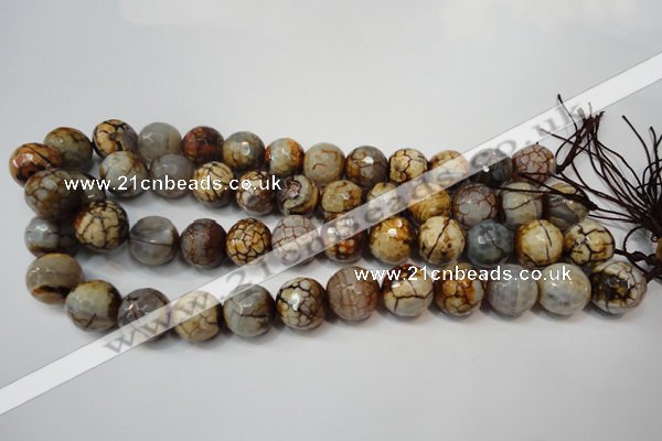 CAG5867 15 inches 16mm faceted round fire crackle agate beads