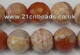 CAG5868 15 inches 16mm faceted round fire crackle agate beads