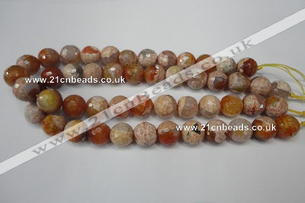 CAG5868 15 inches 16mm faceted round fire crackle agate beads