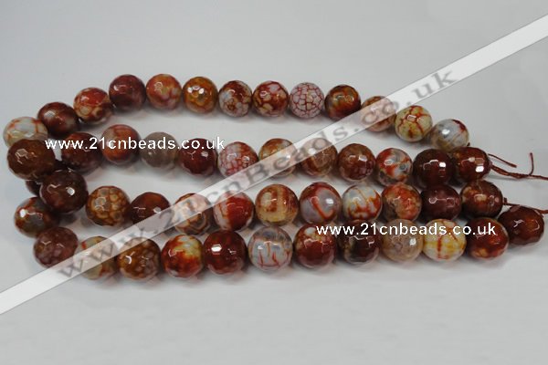 CAG5869 15 inches 16mm faceted round fire crackle agate beads