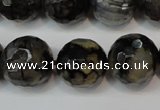 CAG5870 15 inches 16mm faceted round fire crackle agate beads