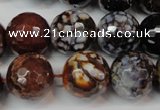 CAG5871 15 inches 16mm faceted round fire crackle agate beads