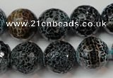 CAG5872 15 inches 16mm faceted round fire crackle agate beads