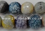 CAG5873 15 inches 16mm faceted round fire crackle agate beads