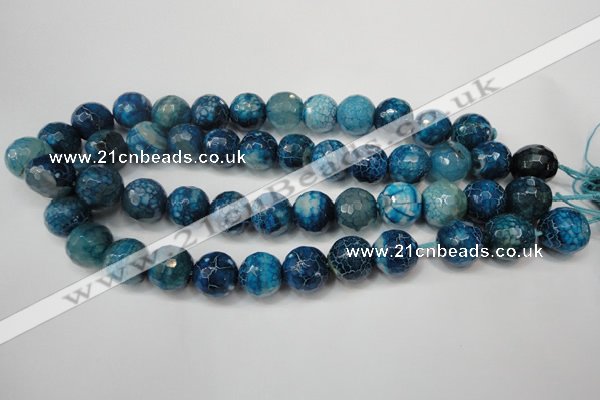 CAG5874 15 inches 16mm faceted round fire crackle agate beads