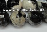 CAG5876 15 inches 18mm faceted round fire crackle agate beads