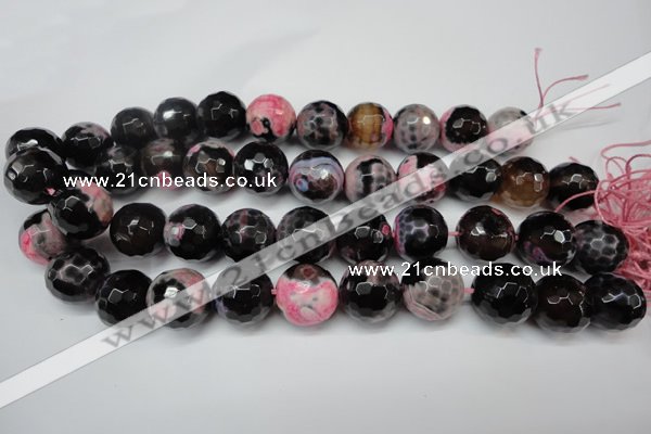 CAG5877 15 inches 18mm faceted round fire crackle agate beads