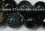 CAG5878 15 inches 18mm faceted round fire crackle agate beads