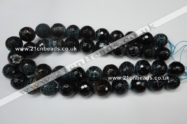 CAG5878 15 inches 18mm faceted round fire crackle agate beads