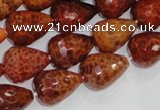 CAG588 15.5 inches 13*18mm faceted teardrop natural fire agate beads