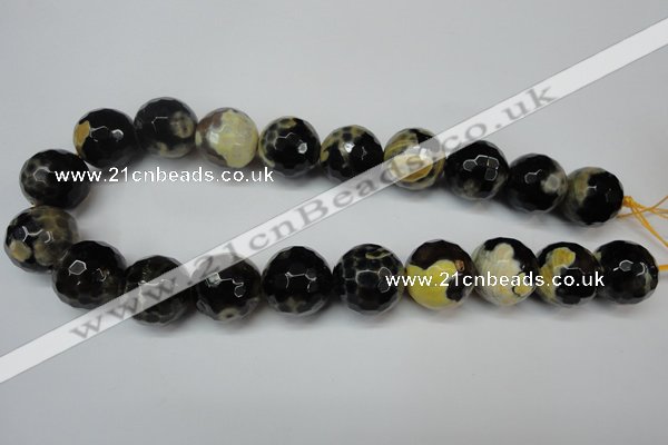 CAG5881 15 inches 20mm faceted round fire crackle agate beads