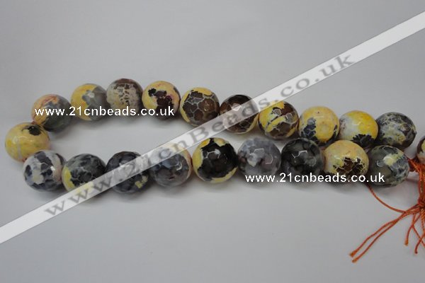 CAG5882 15 inches 20mm faceted round fire crackle agate beads