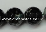 CAG5886 15 inches 20mm faceted round fire crackle agate beads