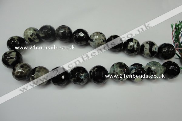 CAG5886 15 inches 20mm faceted round fire crackle agate beads