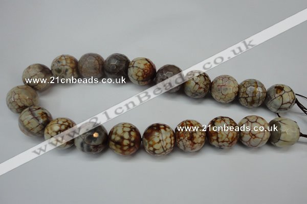 CAG5888 15 inches 20mm faceted round fire crackle agate beads