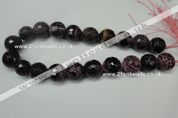 CAG5889 15 inches 20mm faceted round fire crackle agate beads