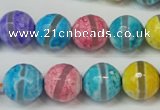 CAG5892 15 inches 12mm faceted round tibetan agate beads wholesale