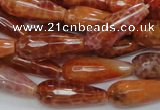 CAG591 15.5 inches 10*25mm faceted teardrop natural fire agate beads