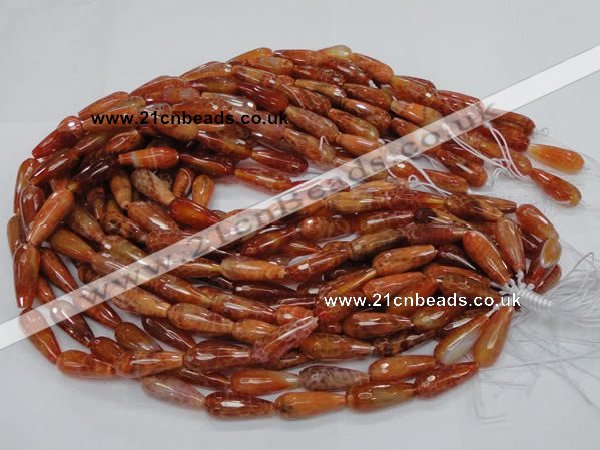 CAG591 15.5 inches 10*25mm faceted teardrop natural fire agate beads