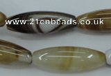 CAG5914 15 inches 10*30mm rice Madagascar agate gemstone beads