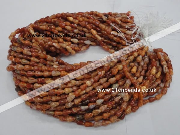 CAG592 15.5 inches 6*10mm teardrop natural fire agate beads