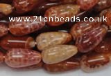 CAG593 15.5 inches 8*16mm teardrop natural fire agate beads