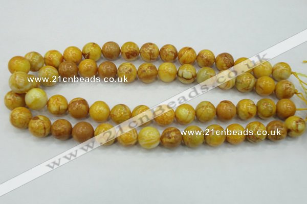 CAG5941 15.5 inches 12mm round yellow crazy lace agate beads