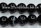 CAG5945 15.5 inches 10mm round black line agate beads wholesale