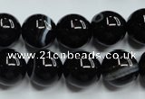 CAG5946 15.5 inches 12mm round black line agate beads wholesale