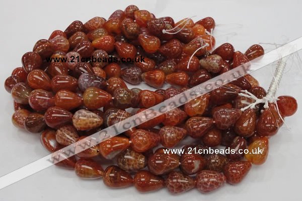 CAG595 15.5 inches 15*20mm teardrop natural fire agate beads