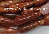 CAG596 15.5 inches 10*30mm teardrop natural fire agate beads